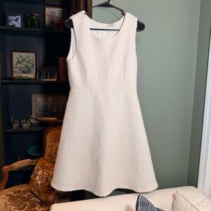 Poone Textured Cream A-Line Dress Sleeveless Fit & Flare Size S